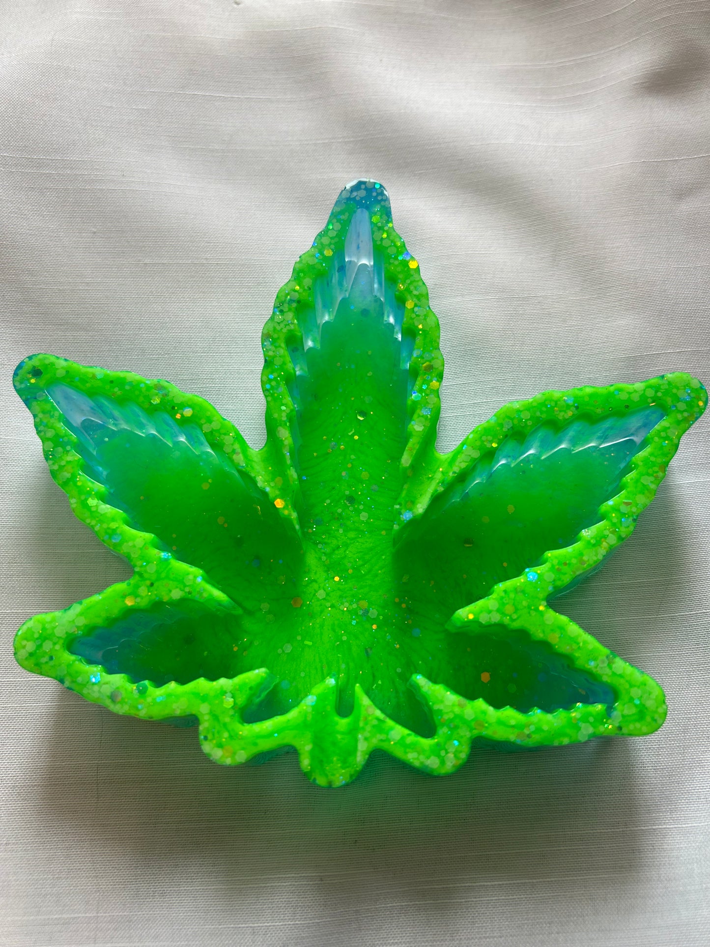 Green and blue glow in the dark hemp ashtray