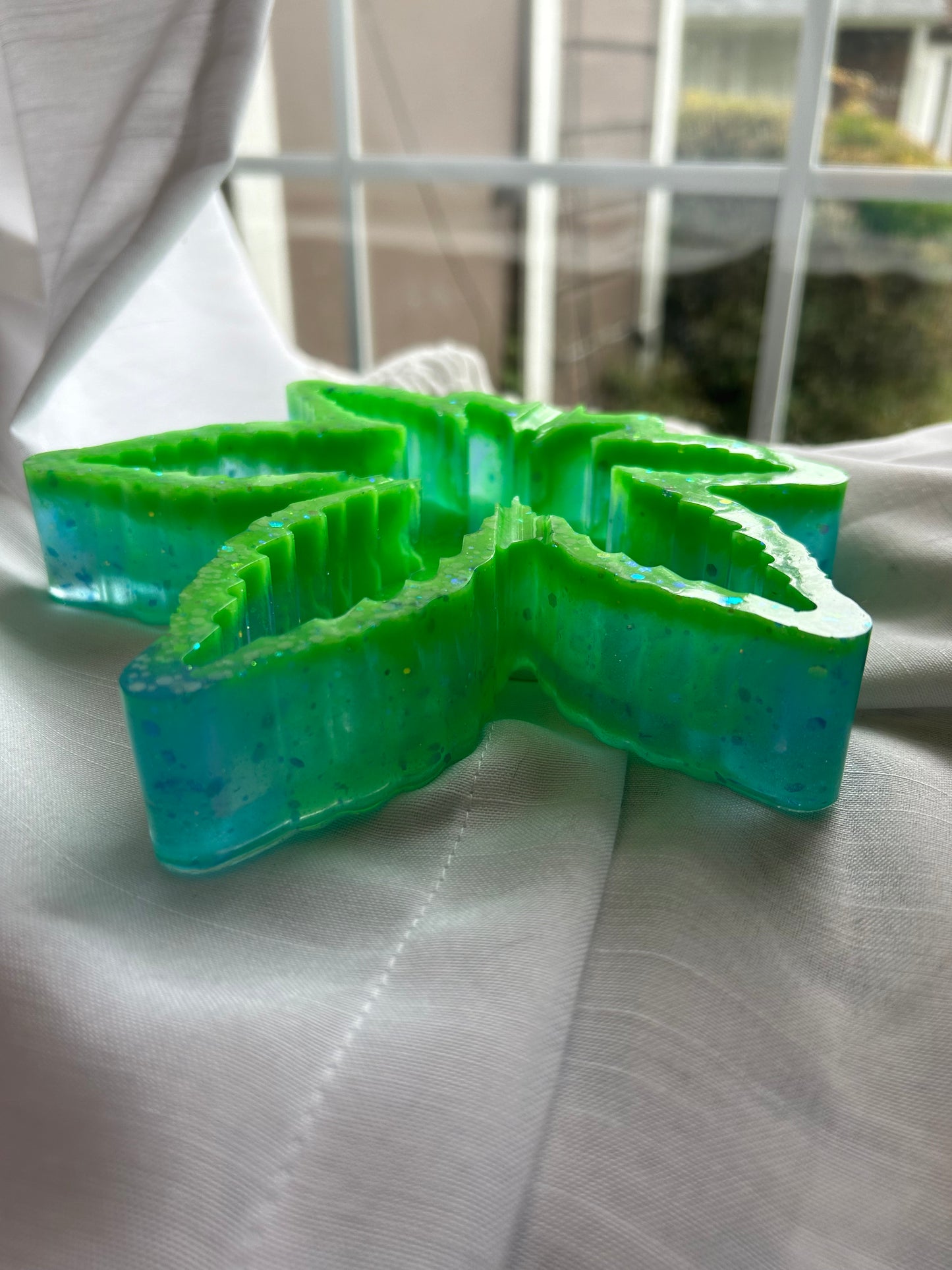 Green and blue glow in the dark hemp ashtray